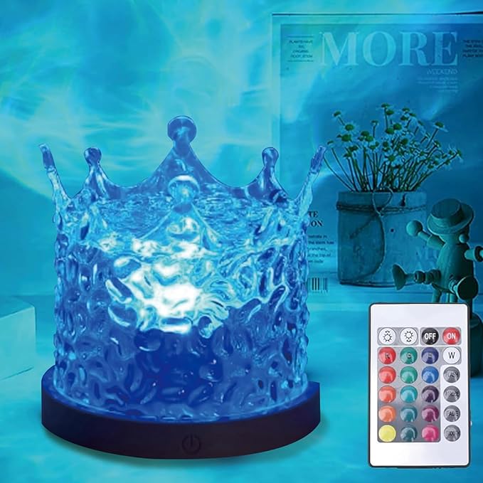Ocean Wave Ceiling Projector, Northern Lights 16 Colors Water Lights Projector, Water Ripple Ambient Night Light with Remote, Touch Control Aurora Projector for Bedroom,Room Decor,Kids Room (Crown)