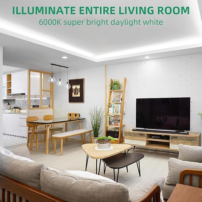 Lamomo LED Strip Lights, 65.6ft White Dimmable Neon LED Rope Lights, 24V Waterproof LED Light Strip, 6000K Flexible Neon Lights for Bedroom Indoor Home Decor