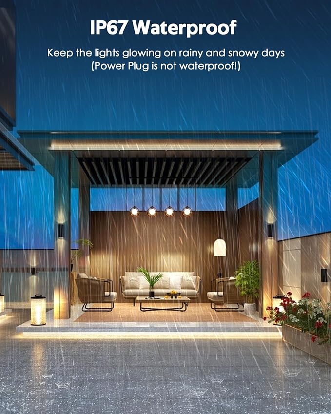 20FT COB LED Strip Light 3000K Warm White AC110V-120V LED Rope Lights Outdoor Waterproof IP65 High Density 288LEDs/M Flexible LED Light Strip with Switch for Garden Bedroom Indoor 6M