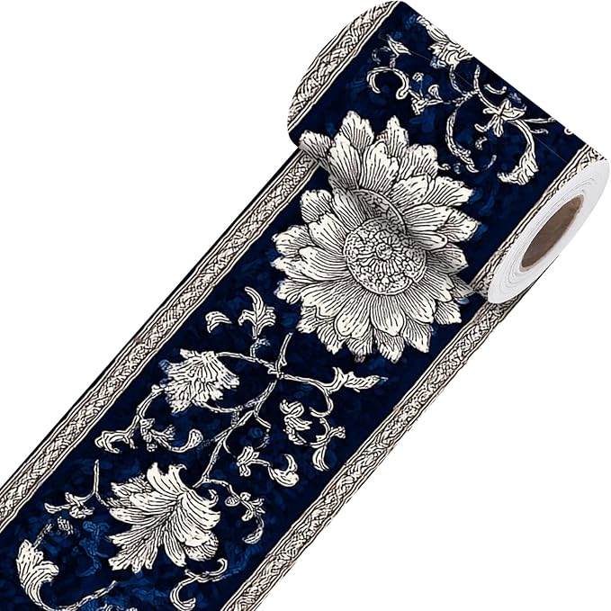 Nuxovilar Wallpaper Border Peel and Stick, Vintage Floral Pattern Self-Adhesive Wallpaper, PVC Material 3.94×16.4 Ft, Decorative for Living Room, Bedroom, Home Renovation