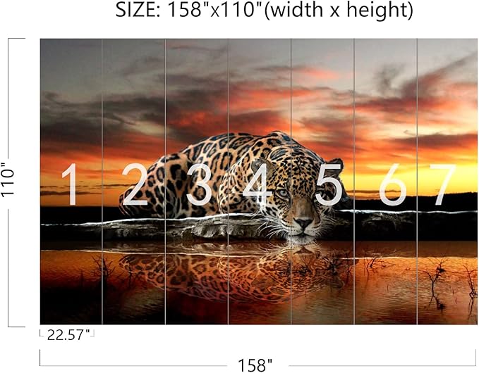 Clouar - Animal Leopard 3D Wallpaper Mural 158" x 110"(Not Self-Adhesive)