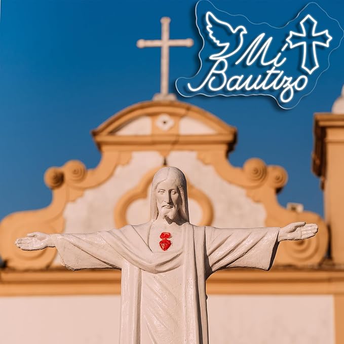 Mi Bautizo Neon Sign for Baptism Decorations Wall Decor,Mi Bautizo 21.6 * 14 inches Led Neon Sign,Mi Bautizo Sign Perfect For Children's Birthday Decoration,Baptism Party,Bedroom,Garden,Birthday Party,Christmas,INSNEnN