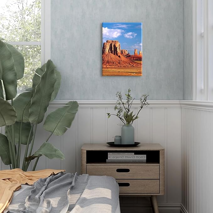 Monument Valley Desert Wall Art for Living Room Arizona National Park Posters Mountain Pictures Wall Decor Nature Wilderness Landscape Canvas Prints Artwork for Bedroom Office Home Decorations 12x16"