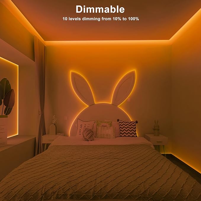 16.4ft 1800K COB Led Strip Lights with RF Remote, Dimmable Bright Adhesive Indoor Amber Led COB Light Strip for Cabinet, Painting, Room, Bed