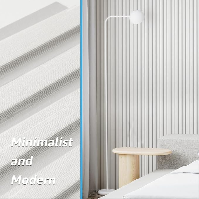 Art3d Slat Wall Panels, WPC Soundproof 3D Wall Paneling for Interior Wall Decor, TV Background, 8-Pack 96 x 6 in. Off-White