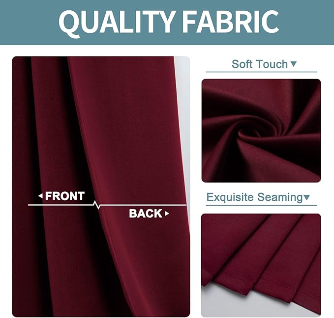 ChrisDowa Grommet Blackout Curtains for Bedroom - Thermal Insulated Room Darkening Curtains for Living Room (1 Panel Set, Burgundy Red,42W x 63L)