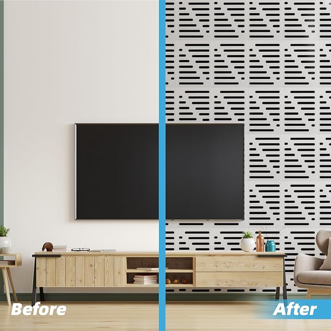 Art3d 6-Pack Self-Adhesive Soundproof Acoustic Panels for Wall, 16 x 12 Inch Stripe Design Noise Block with Polyester & Foam for Bedroom Studio Office