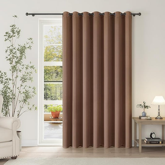 ChrisDowa Room Divider Curtain 84 Inches Long, Wide Blackout Sliding Door Curtain for Bedroom, Room Darkening Privacy Window Curtain for Patio Door (1 Panel Set, Cappuccino, 100 x 84 Inch)