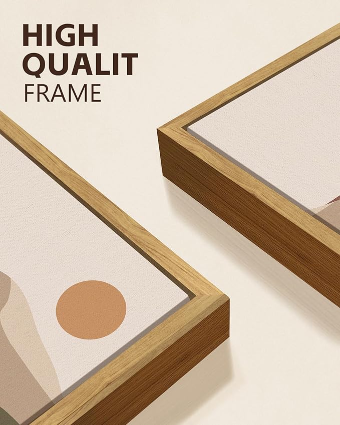 KUVIOKE Watercolor Mountain Landscape Framed Wall Art Laker Tree Boho Nature Artwork Painting Bohemain Farmhouse Rustic Home Decor 11x14in (Natural Framed)