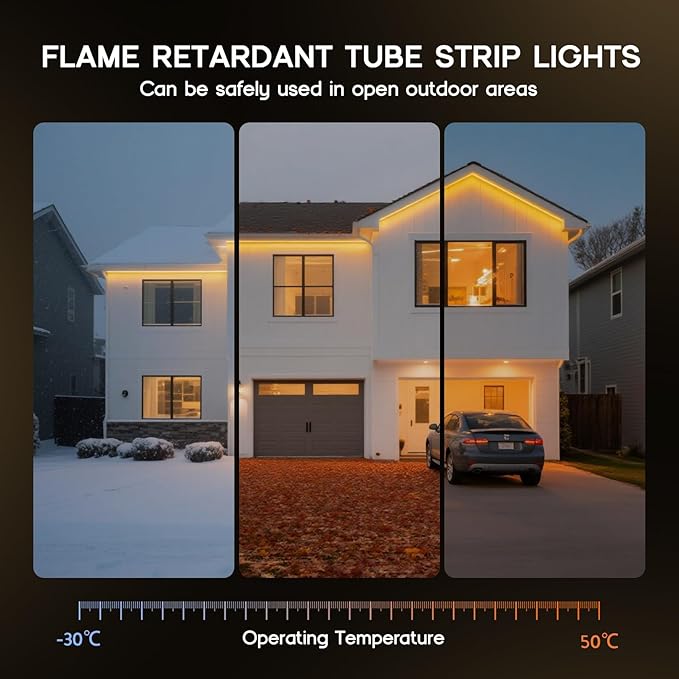 LED Neon Lights Warm White 3000K,98.4ft 110-120V LED Strip Lights,Flexible Outdoor Waterproof Neon Rope Lights for Bedroom,Cabinet,Kitchen,Living Room,Mirror,Halloween Decor