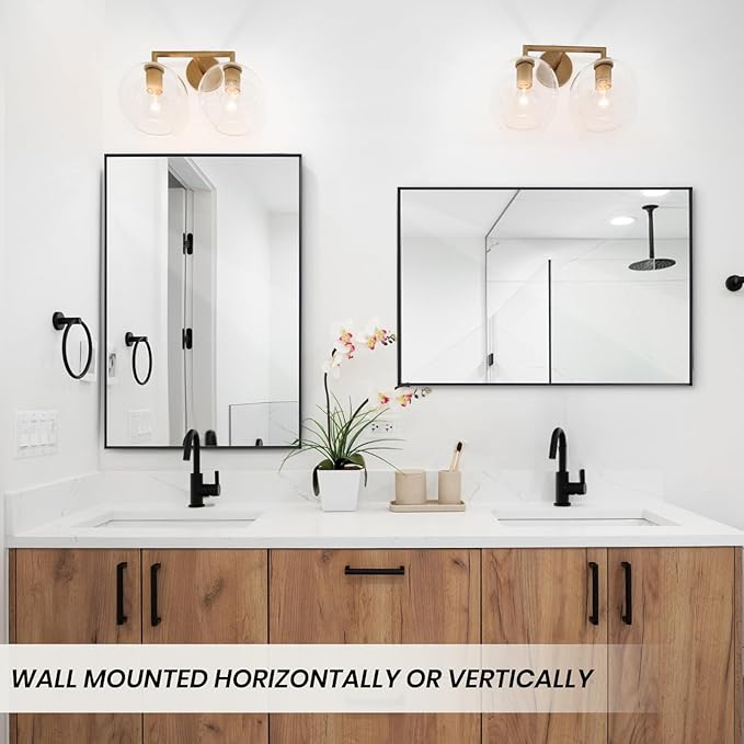 2-Pack Black Bathroom Mirrors Over Sink 30 x 48 Inch Wall Mounted Aluminum Frame Rectangle Mirror Modern Farmhouse Vanity Mirror