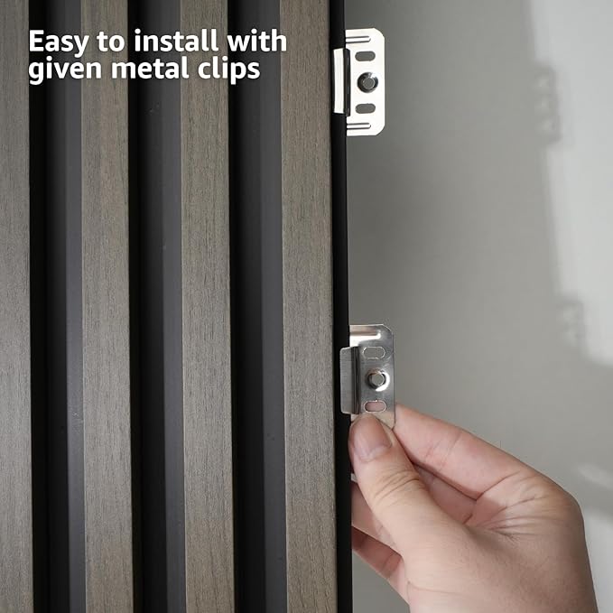 Art3d 8-Pack WPC Wood Slat Wall Panel for Interior Décor, 3D Wood Fluted Acoustic Paneling for Living Room Bedroom Home & Office Accent Wall Decor - 96 x 6 Inch Ebony