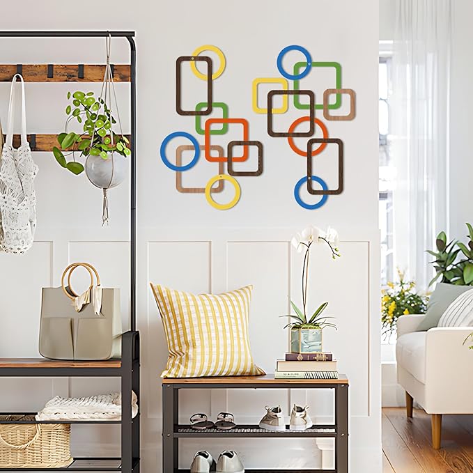 2 Pcs Metal Abstract Wall Decor, Minimalist Lines Wall Hanging Art Painting, Modern Geometric Black Wall Sculpture Suitable for Home Office, Hotel Living Room, Bedroom and other Home Decoration