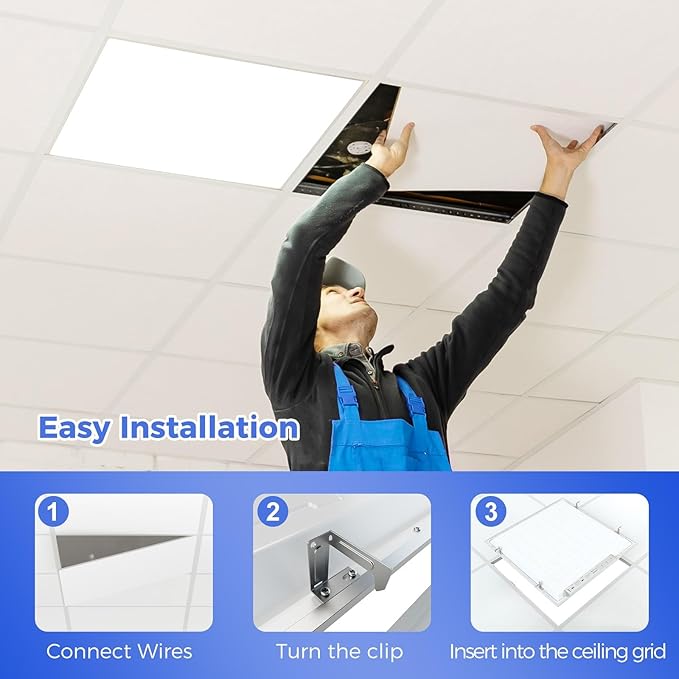 AIKVSXER 42 Pack 2x2 LED Flat Panel Light, Flush Mount Ceiling Light Kitchen Lighting Fixtures,Bright 6500LM,0-10V Dimmable,Switchable 3000K/4000K/5000K/5700K/6500K, 30W/35W/40W/45W/50W