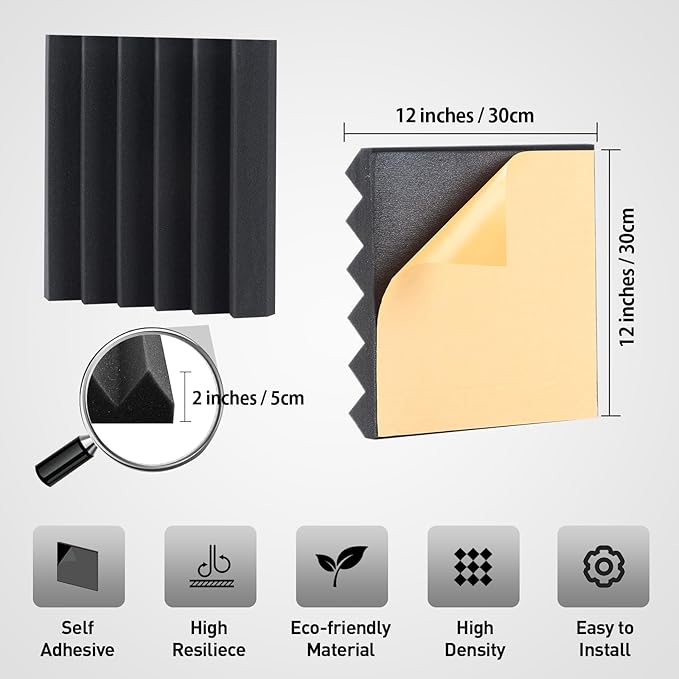 6 Pack Sound Proof Foam Panels for Walls