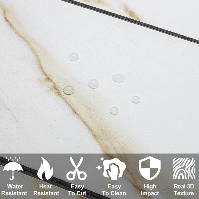 AULIGET 2-Piece Peel and Stick Backsplash Wall Tiles, 6" x 12" PVC Faux Stone Stick on Tiles for Backsplash Kitchen, Bathroom, Laundry Room, Camper, Fireplace