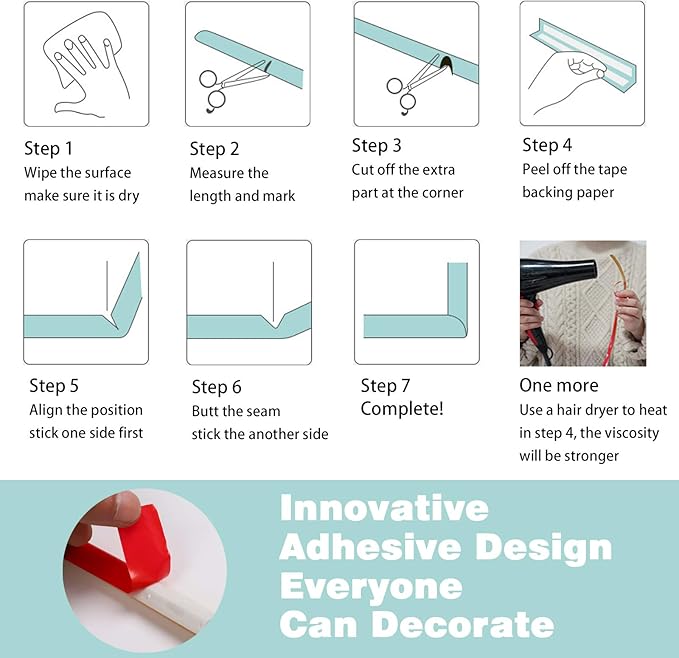 Black Molding Trim Chair Rail Panel Moulding | Peel and Stick Self-Adhesive Design | DIY Home Decor on The Cabinet Door Mirror Frame, 9.8 ft x 1.3 in