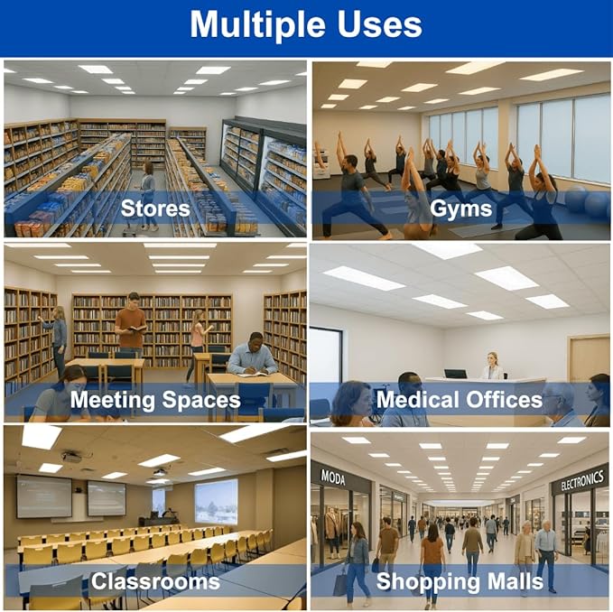 2 x 4 LED Flat Panel Lights - (Pack of 12) Dimmable Flicker-Free Ceiling Panels with 5 Color Temp Selection and 5 Wattage Selection for Drop Ceiling Light Fixtures