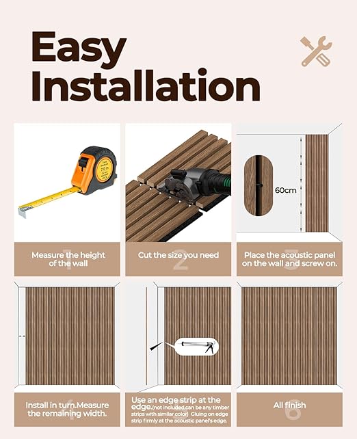 4 PCS Soundproof Wood Wall Panels, 92.5" x 11" Sound Proof Panels for Walls, Wood Wall Panels for Interior Wall Decor for Home, Office, Studio (Walnut Oak)