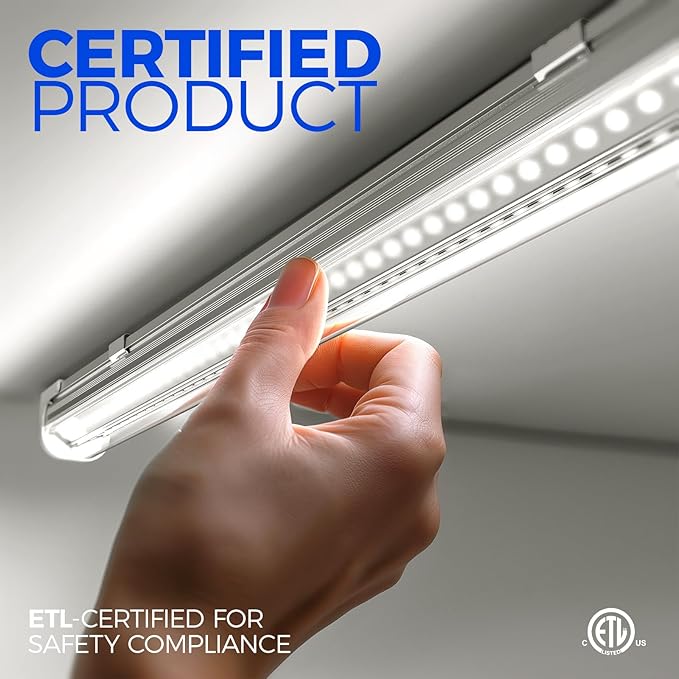 Barrina T8 LED Shop Lights for Workshop 4FT, 50W, 5000K, ‎Daylight White, Clear Cover, Ceiling, V-Shape Shop Light Fixture, Garage, Warehouse, Basement, ETL Listed, 2 Packs