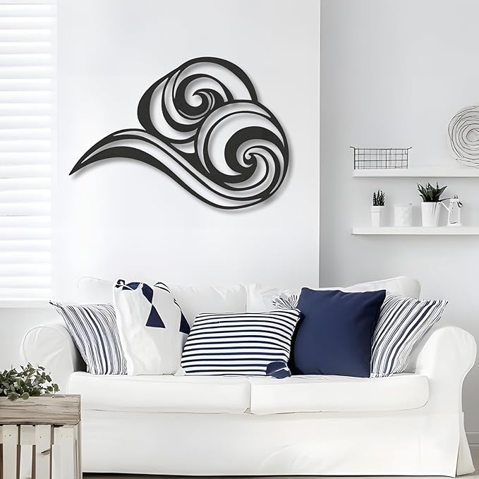 Abstract Ocean Wave Metal Wall Sculpture,Coastal Art for Coastal Spaces, Porch & Beach House Decor,Metal Wave Sculpture,Coastal Wall Art for Nautical Interiors (43" x 31" | 110 x 79cm)