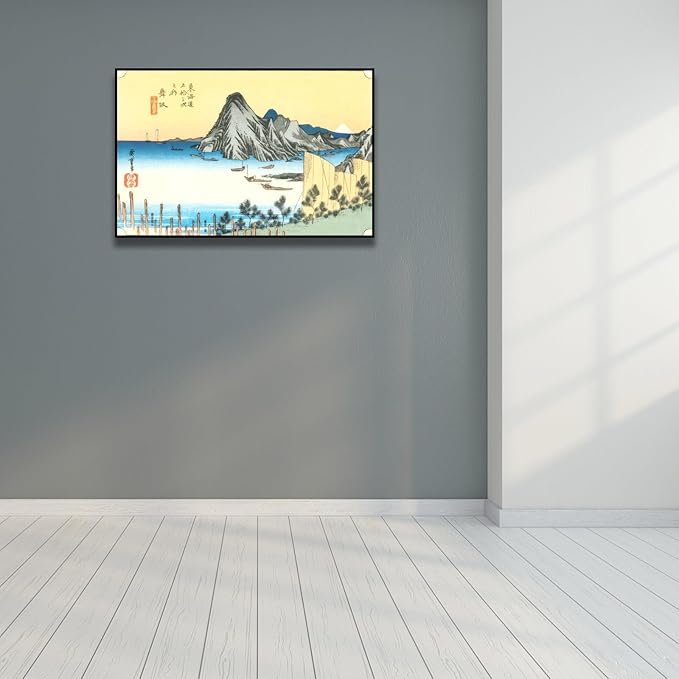 OKRA Utagawa Hiroshige Canvas Wall Art - Fifty-Three Stations of The Tokaido Series - Maisaka Poster - Traditional Japanese Wall Decor Asian Print Modern Home Wall Decor Unframed