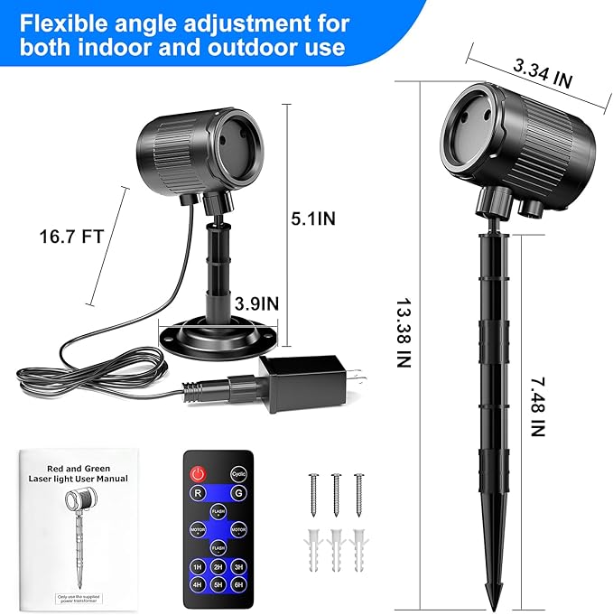 Christmas Laser Projector Light Outdoor: Green Red 2 Color Firefly Laser Lights, IP65 Waterproof Star Projector Lights Show Decor for Garden Yard Holiday Party, Christmas Halloween New Year Gift