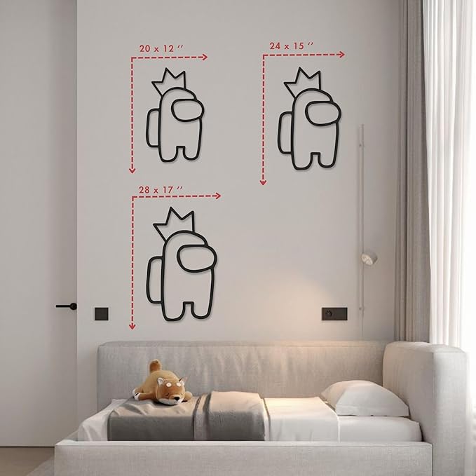 Wita Home Among Us Crowned LED Metal Wall Art, Neon Style Light Sculpture for Kids Room or Gaming Setup, Colorful Backlit Decor for Bedroom, Playroom, or Game Room (20x12 inches)