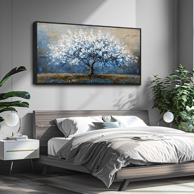 KELIYUAN Wall Art For Living Room Wall Decor For Bedroom Large Canvas Black Framed Wall Painting Abstract Tree Pictures Office Dining Room Decor Artwork Hotel Room Mural Home Decoration 30"X60"