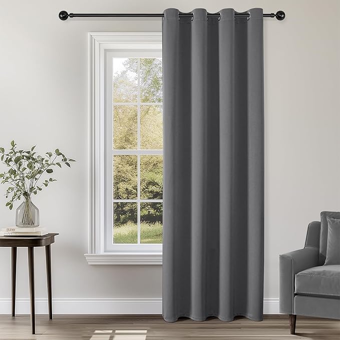 ChrisDowa Blackout Curtains 95 inches Long for Bedroom - Grommet Thermal Insulated Room Darkening Curtains for Living Room (1 Panel, Grey, 52 x 95 Inch)