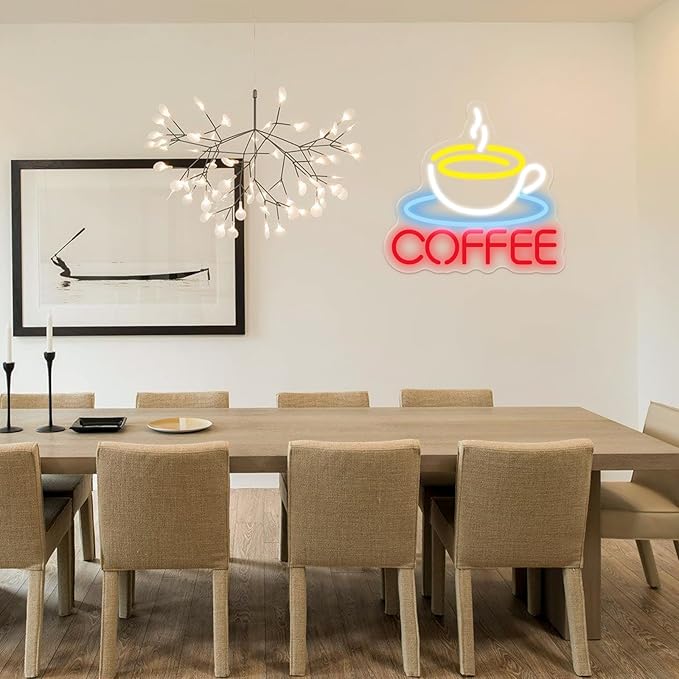 Coffee Neon Sign Coffee LED Sign Coffee Bar Neon Sign But First Coffee Neon Sign, Coffee Sign for Coffee Shop Home Coffee Lovers Art Wall Decor, 10.2" x 9.7"