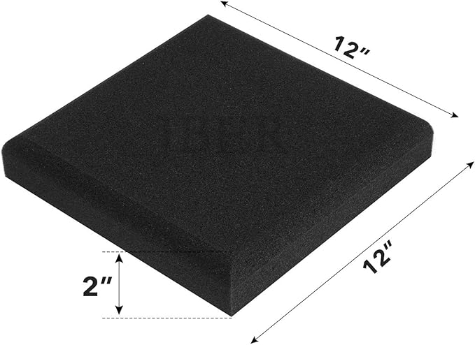 JBER Acoustic Studio Foam, 24 Pack 2" X 12" X 12" Round C-Panel Sound Foam Panels Soundproofing Treatment Studio Wall Padding Sound Absorbing Fireproof Pyramid Wedge Tiles