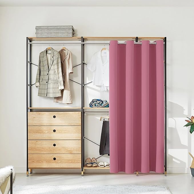 ChrisDowa Blackout Door Curtains for Doorway Privacy, Grommet Closet Curtains for Bedroom Closet Door, Thermal Insulated Temporary Doorway Cover Room Divider Drapes (1 Panel, Pink, 52 x 80 Inch)
