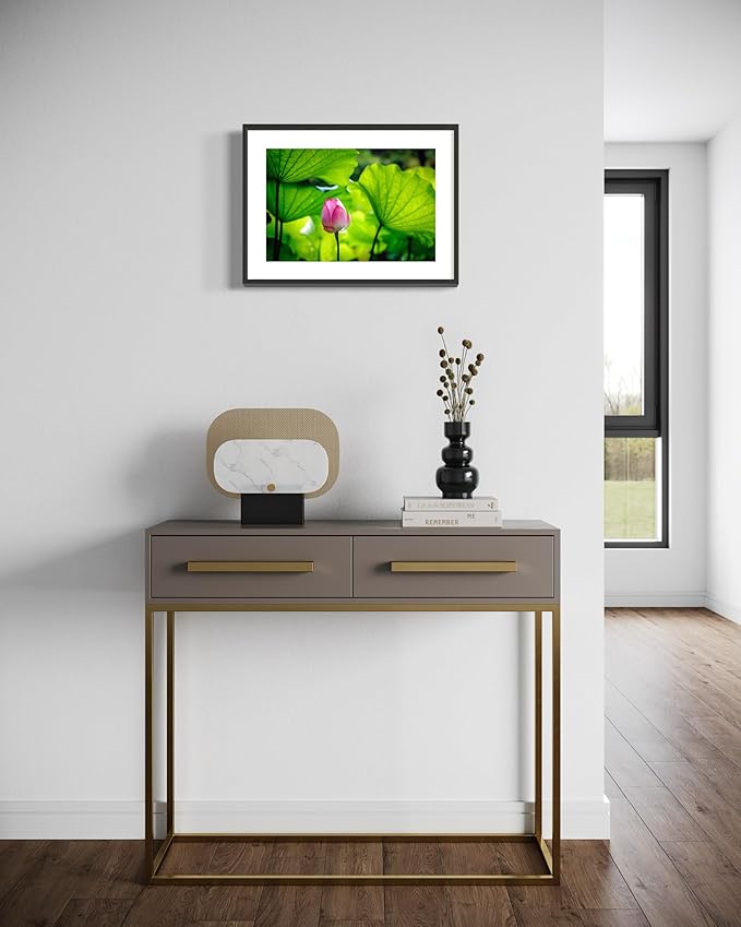 Oriental Beauty: Stunning Feng Shui Landscape Wall Art Prints for Home Decor in 3 Sizes (Graceful Emergence: Lotus Blossom and Its Visitor) (12" x 18)