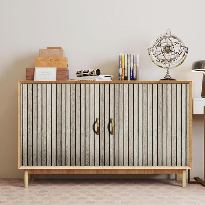 Livelynine Wood Slat Wallpaper Peel and Stick Accent Wall 15.8x78.8 Wooden Slats Wallpaper Self Adhesive Slat Wall Paneling Stick on Wallpaper Removable Wood Look Contact Paper Waterproof Vinyl Panels