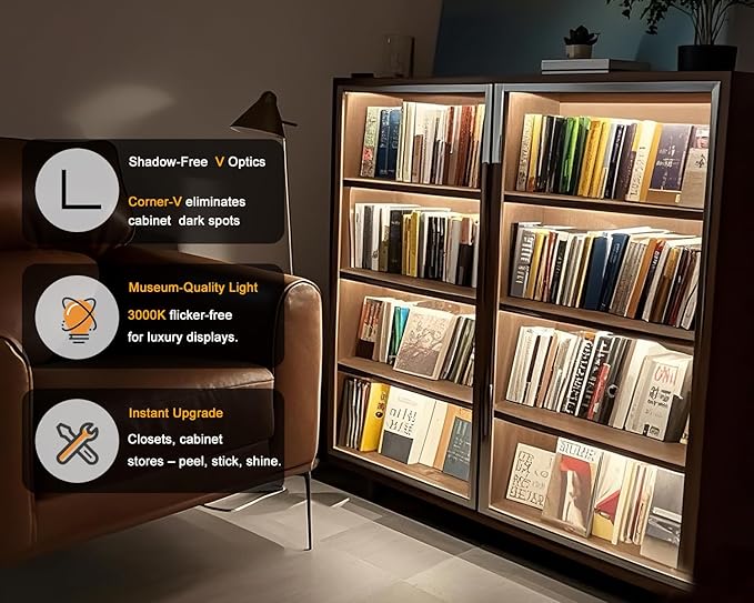 Cefrank Under Cabinet LED Light Bars, 8pcs 12" V-Shape, 16Watt 1600Lumens, Warm White (3000K)