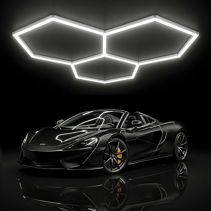Neatfi LED Hexagon Garage Lights, 9,000 Lumens, 6500K, 90W, Hexagon Lights for Garage, Car Detailing, Auto Shops, Barber Shop, Basements, Warehouses, Beauty Salon, & Gyms (Cool White, 3 Hex)