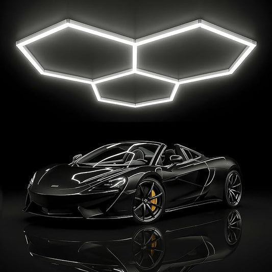 Neatfi LED Hexagon Garage Lights, 9,000 Lumens, 6500K, 90W, Hexagon Lights for Garage, Car Detailing, Auto Shops, Barber Shop, Basements, Warehouses, Beauty Salon, & Gyms (Cool White, 3 Hex)