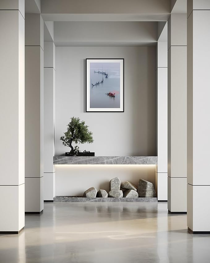 Oriental Beauty: Stunning Feng Shui Landscape Wall Art Vertical Prints for Home Decor in 3 Sizes (Tranquil Waters and Fising Scene, 24" x 36", Oriental Beauty)