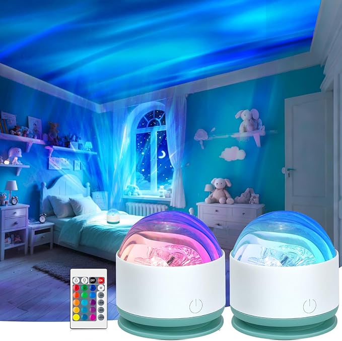 Northern Lights Projector, Rechargeable 16 Color Aurora Night Light Projector Ambient Lighting with Dimmable & Remote Control for Bedroom Kids Teen Girl Gift Room Decor