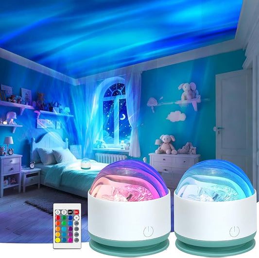 Northern Lights Projector, Rechargeable 16 Color Aurora Night Light Projector Ambient Lighting with Dimmable & Remote Control for Bedroom Kids Teen Girl Gift Room Decor