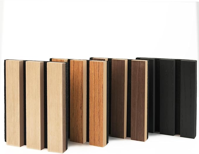 4-Pack 4.7" x 5.9" Wood Slat Wall Panel, Soundproof Wooden Paneling for Interior Wall Decor, Wood Slat Acoustic Panels for Wall- 4 Colors Samples Pack