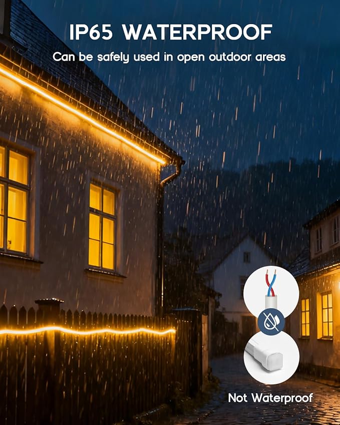 LED Strip Lights Daylight White 6000K,32.8ft 24V Neon Rope Lights,Flexible Silicone Outdoor Waterproof Neon Strip Lights for Mirror,Kitchen,Cabinet,DIY Lighting(Power Supply Not Included)