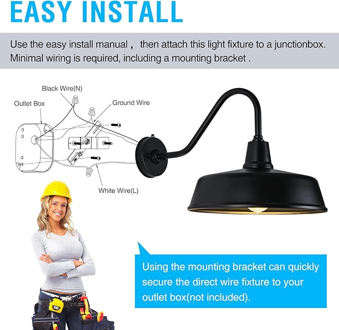 Outdoor Gooseneck Barn Light - Exterior Fixture Sconce Wall Light for Farmhouse, Dusk to Dawn Sensor Front Door Porch Garage Patio Lighting (15 inch（2 PCS）)