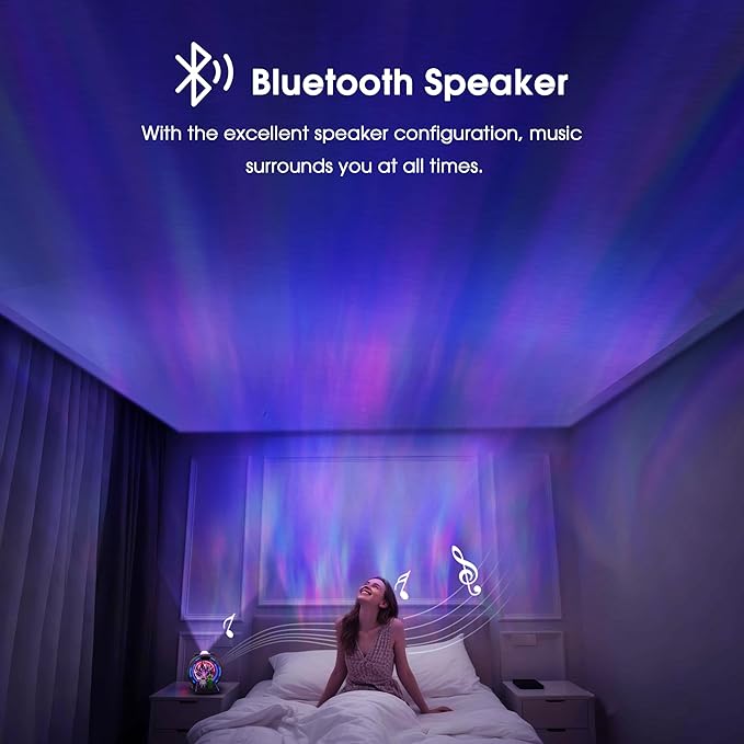 L LOHAS LED Galaxy Projector Night Light, Space Portal Night Light with Static Electricity Ball with Stargate, White Noise Sound Machine, Bluetooth Music, Clock/Timing Globe Lamp for Bedroom