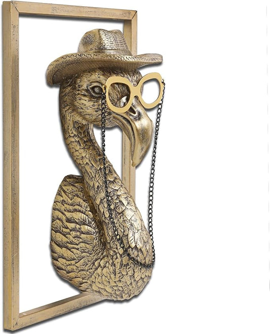 Bird Wall Art Decoration Sculpture(Flamingo,Gift Metal Frame)- Exquisite Wall Hanging Sculptures for Living Room, Bedroom, Office - Handmade Home Art Decor & Unique Housewarming Gift