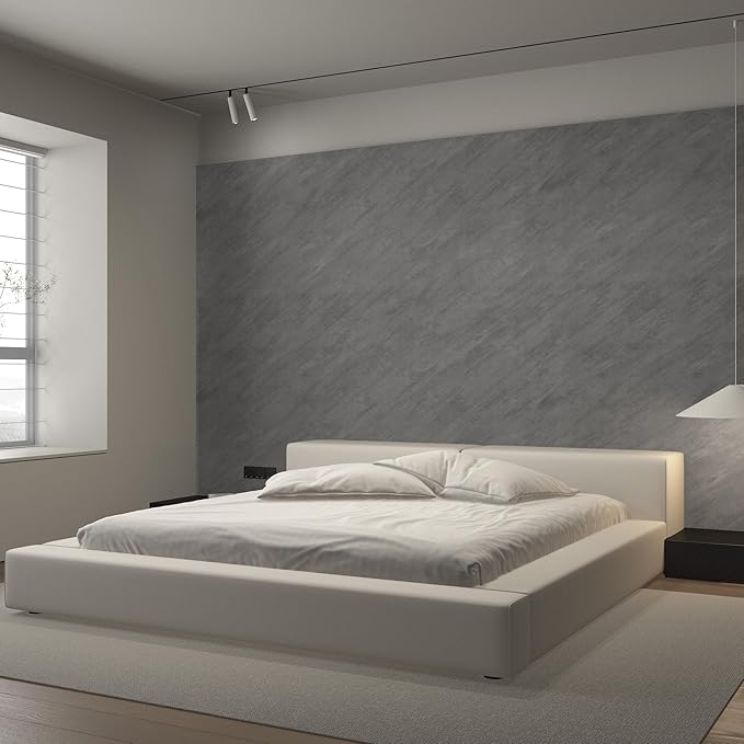 31"×157" Wide Thick Grey Concrete Wallpaper Peel and Stick Removable Gray Concrete Cement Contact Paper Vinyl Wrap Matte Textured Wall Sticker for Bedroom Bathroom Garage Coffee Room Walls