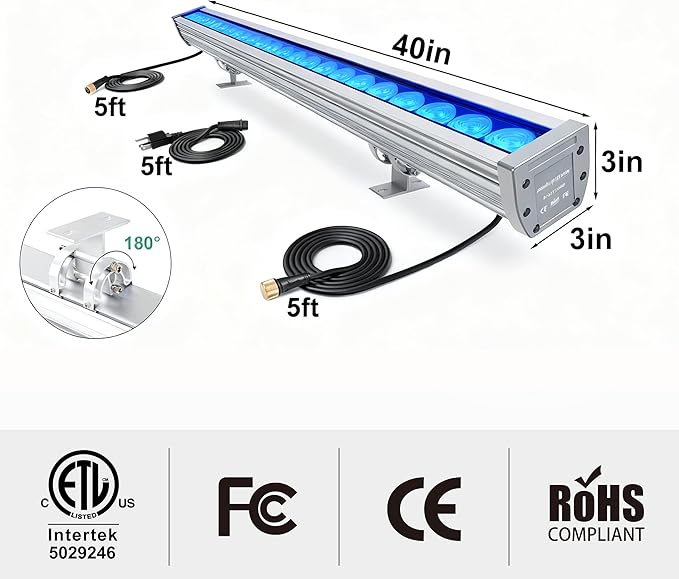 168W Smart LED Wall Washer Light, RGBCW CCT LED Light Bar with Group and Individual Control, Timing, Music Sync Modes, 120V Waterproof Linear Flood Lights for Outdoor & Indoor Lighting Projects