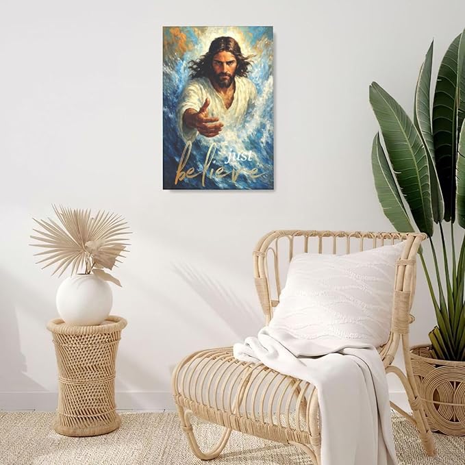 Christ Jesus Wall Art Christian Canvas Wall Decor Religious Bible Pictures Christ Paintings Prints Artwork Framed Divine Mercy Decorations For Church Prayer Room Bathroom Bedroom Living Room Gifts 16" x 24"