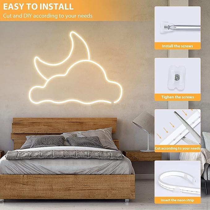 Lamomo LED Neon Lights, 24V Warm White Dimmable LED Rope Flex, 32.8ft Waterproof LED Strip Lights, Silicone 3000K Neon LED Strip for Bedroom Indoor Home Decor (Power Adapter Included)